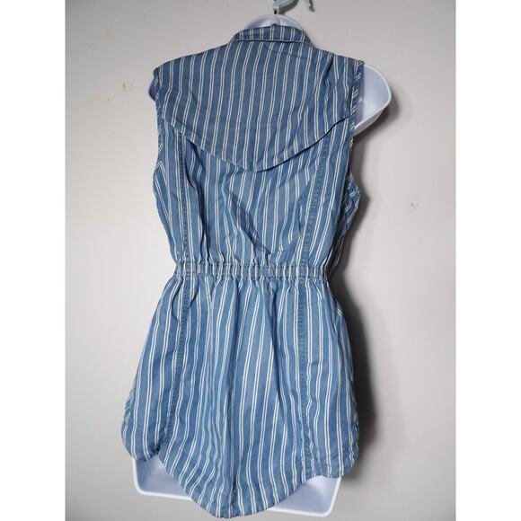 Altar'd State Medium Top Vest Blue White Vertical Stripe Tie Cinch Old Money - Picture 6 of 16